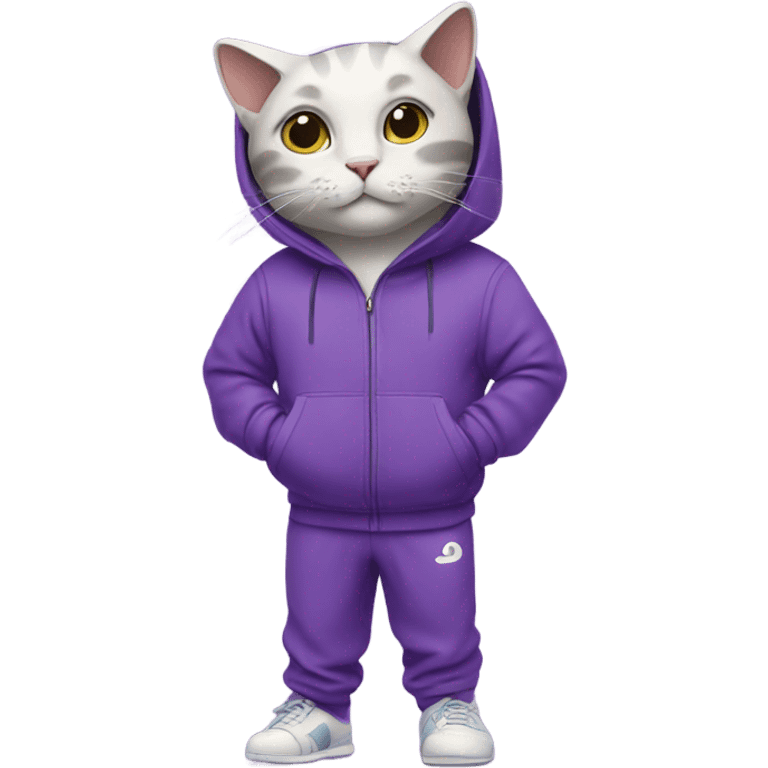 Cat in purple tracksuit emoji