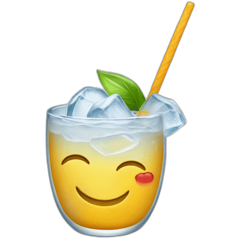 Vaso con tequila y hielo feliz emoji