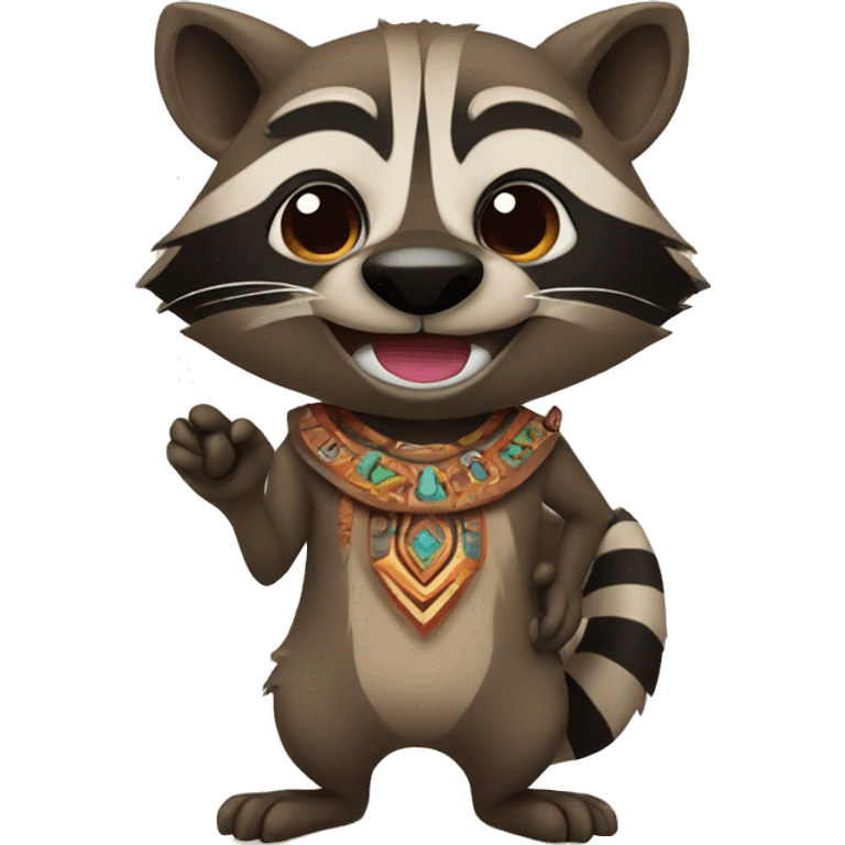 Brown Mayan raccoon with tongue emoji