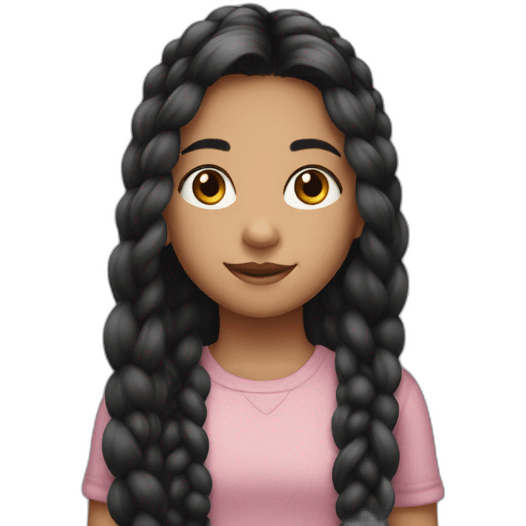 A young girl with black long hair in a braid emoji