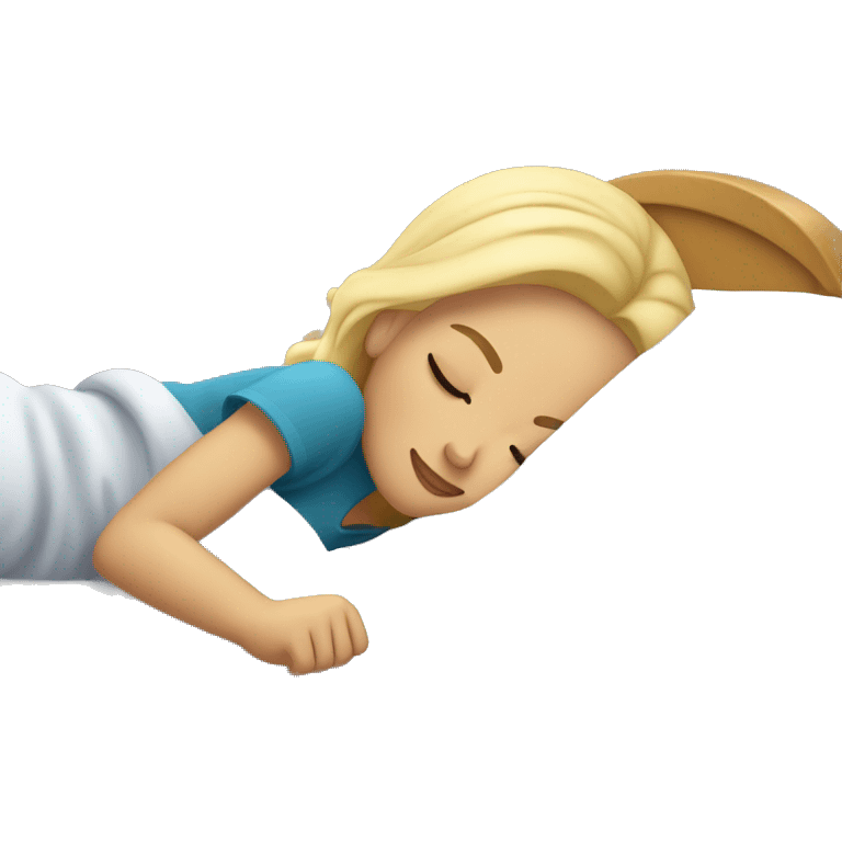 Blond girl sleeping in bed  emoji