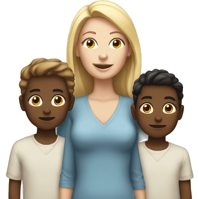 White woman with 4 boys  emoji