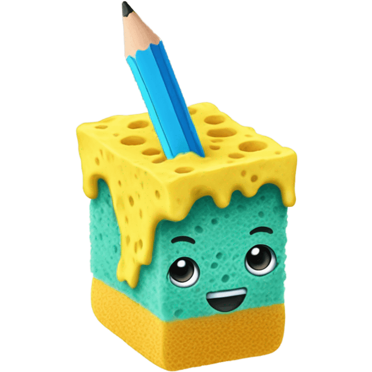 Sponge with pencil emoji