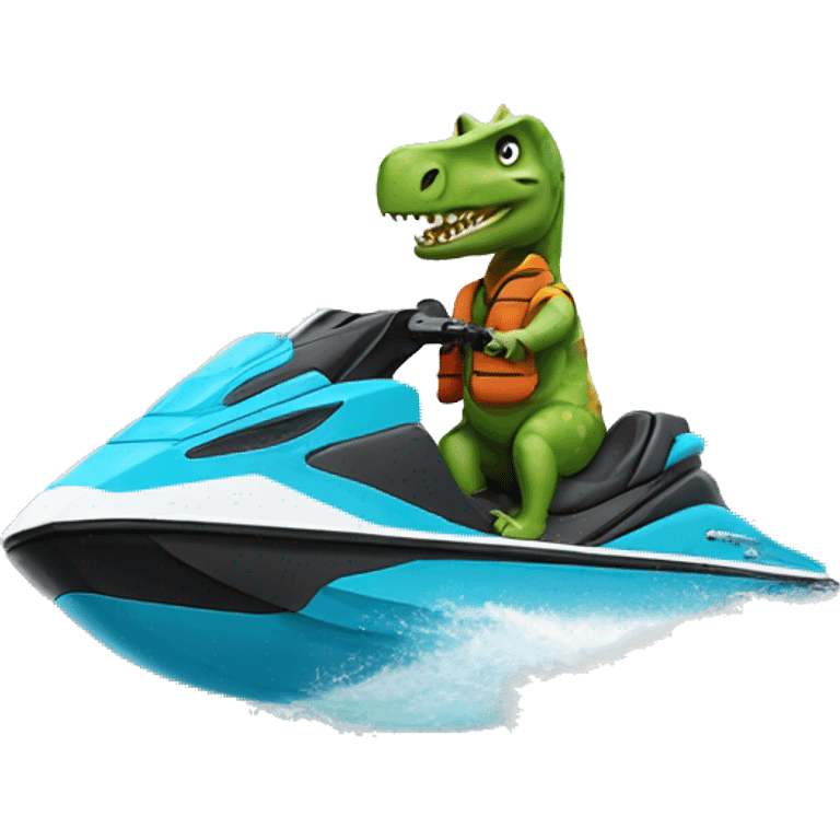 dinosaur riding a jetski emoji