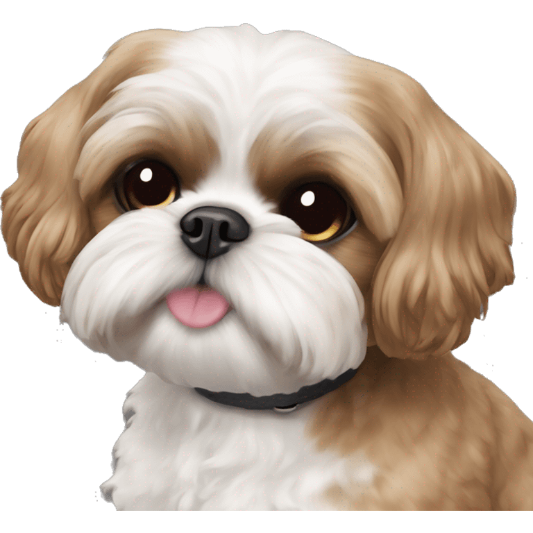 Shih tzu sitting next to Devon Rex  emoji