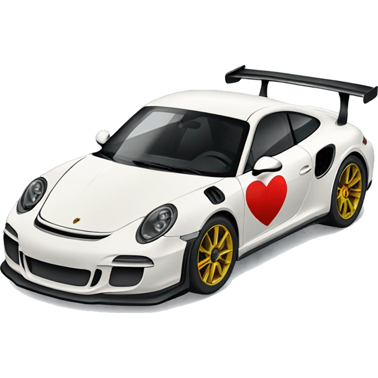 A porsche gt3 rs with a heart in emoji