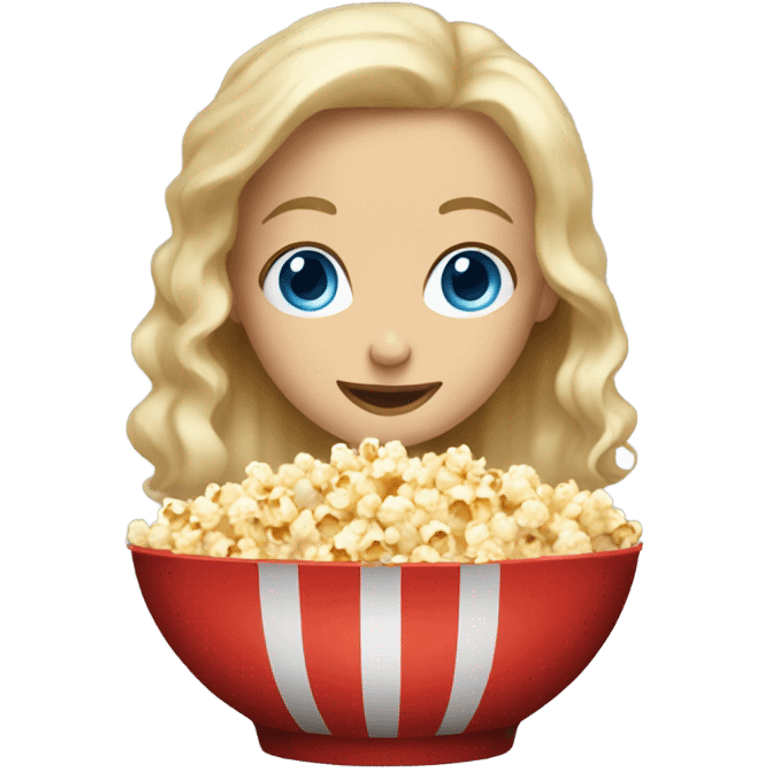 Blonde girl blue eyes eating popcorn emoji