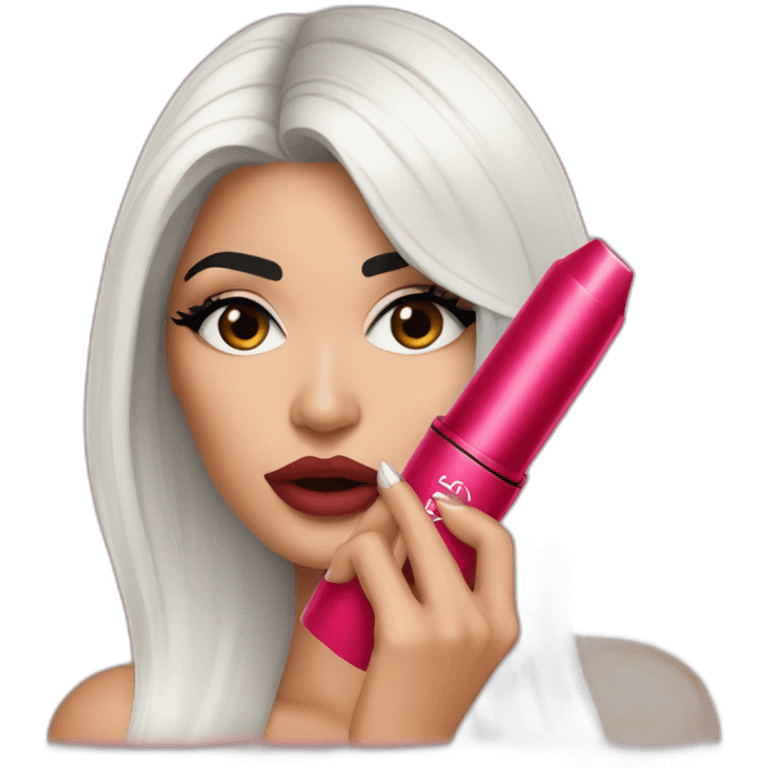 Kylie Jenner holding her lipstick  emoji