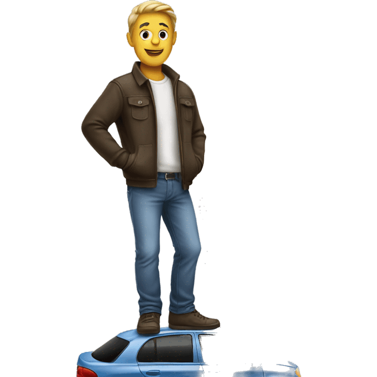 man standing on car roof emoji