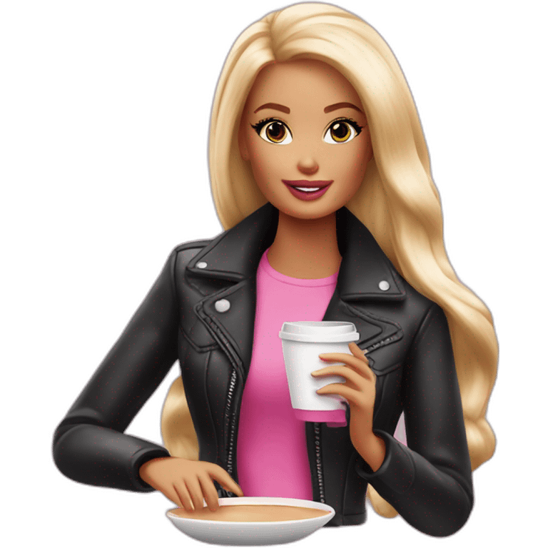 Barbie girl drinking coffee  emoji