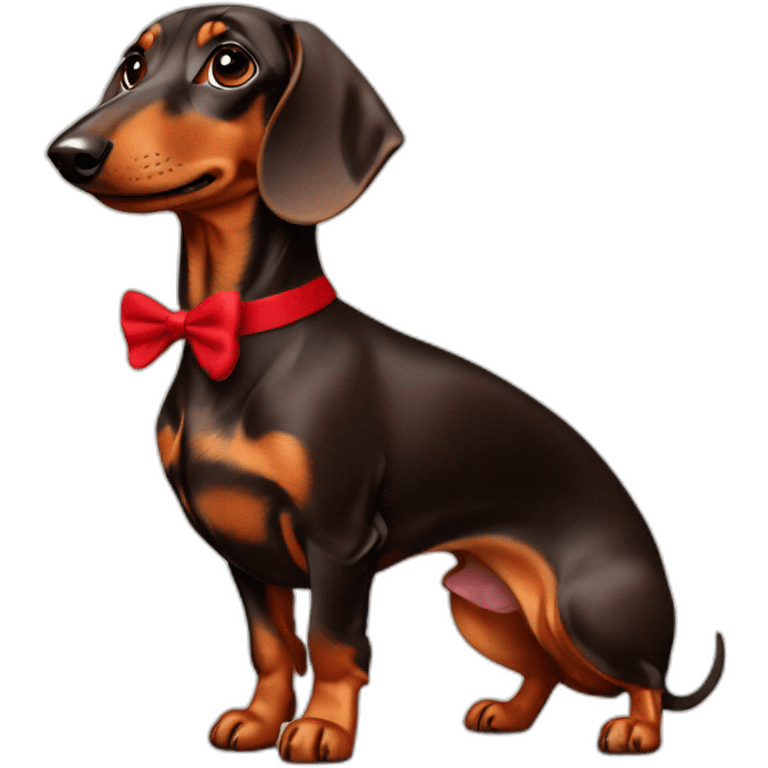 Lady brown Dachshund whith red dress emoji