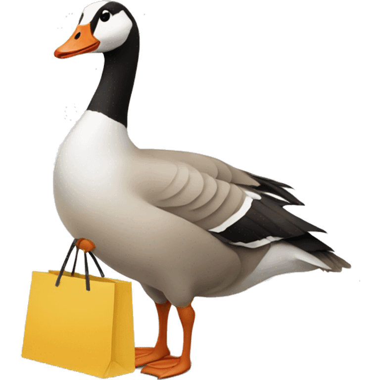 Goose carrying shopping bag emoji