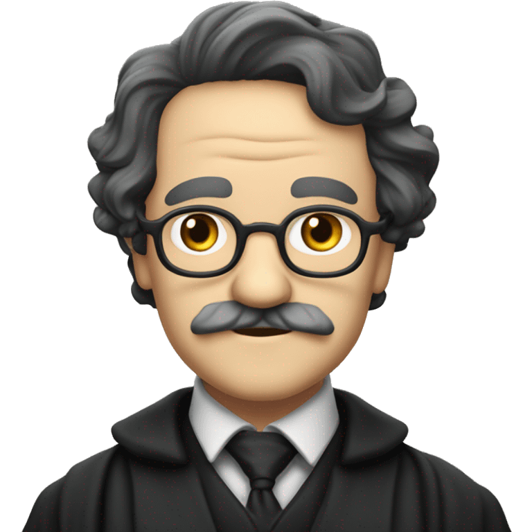 Professor Filius Flitwick with straight black hair and a mustache emoji