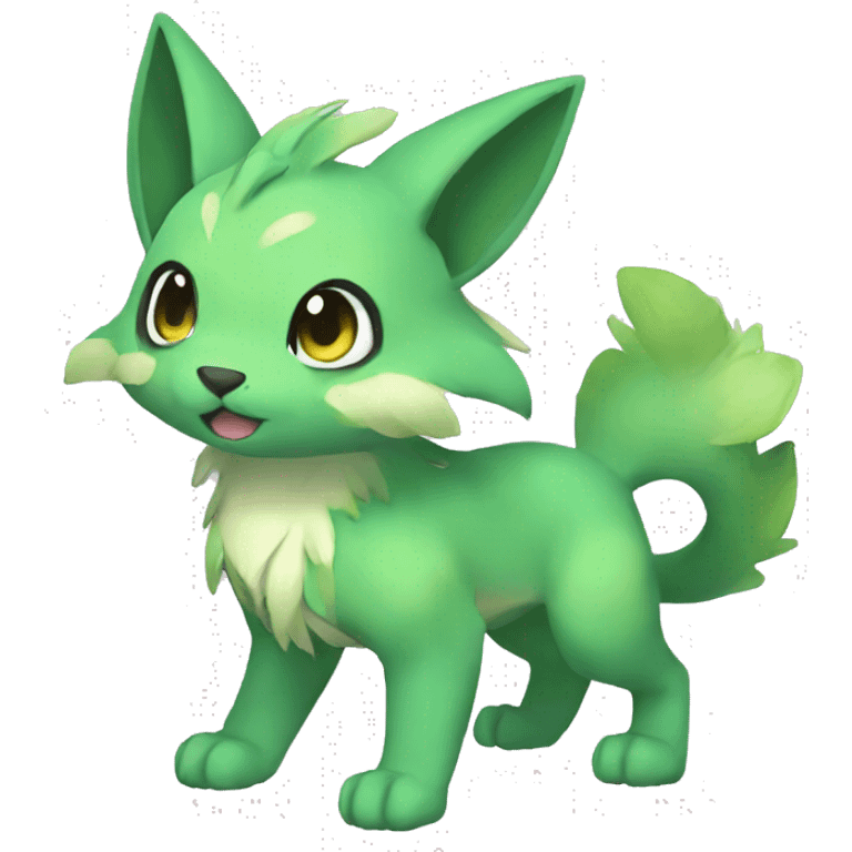 Cute cool green animal hybrid Fakemon full body emoji