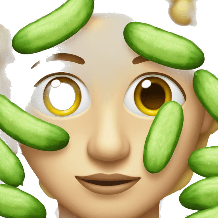 Face with cucumbers on eyes emoji