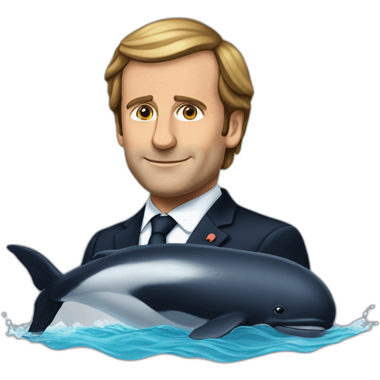 Macron sur une baleine emoji