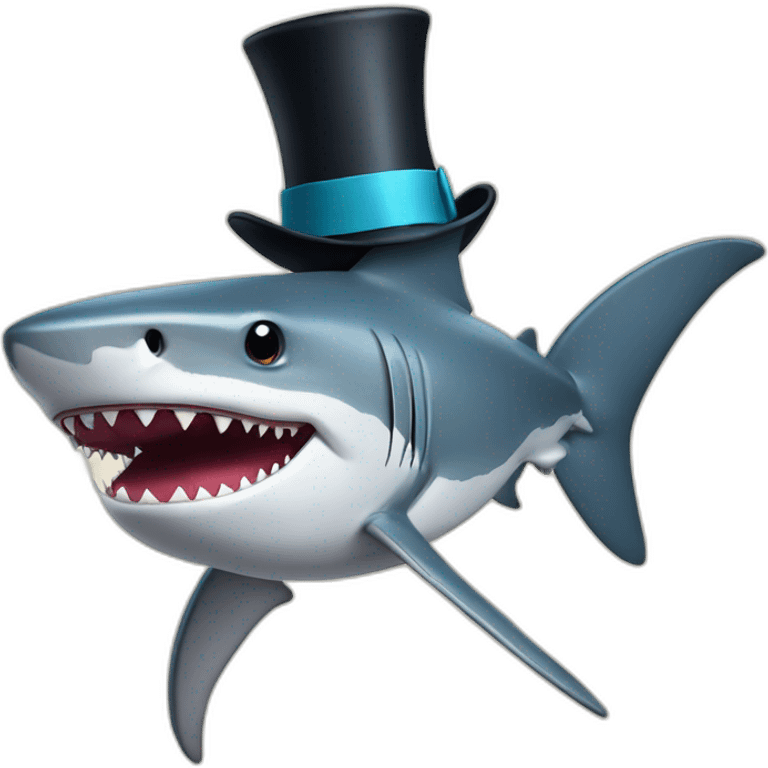 Shark with a top hat emoji