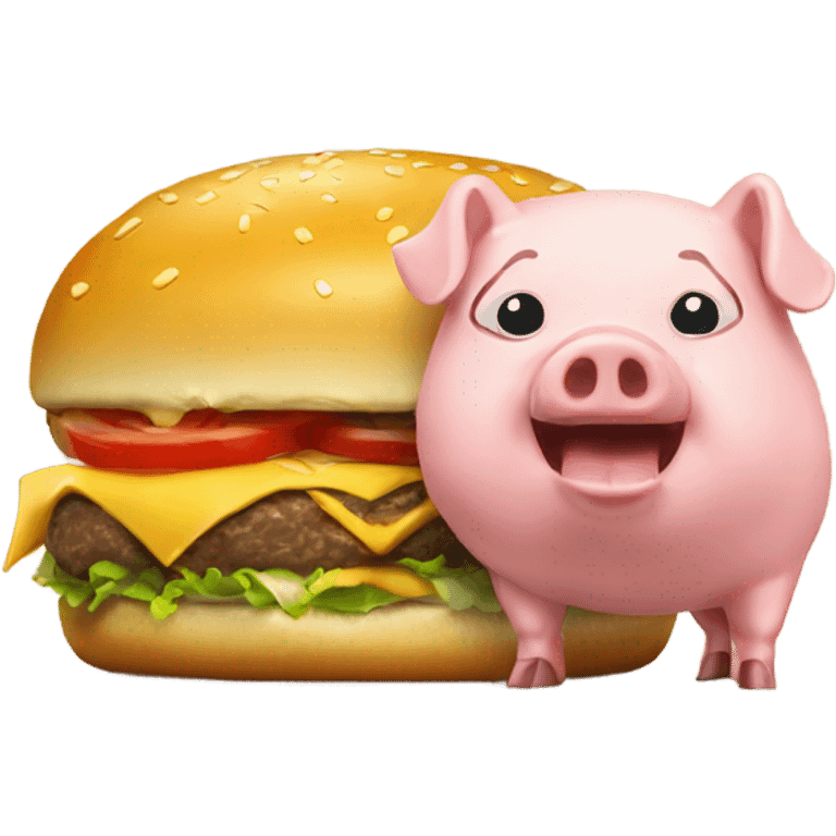 Cheeseburger eating pig  emoji