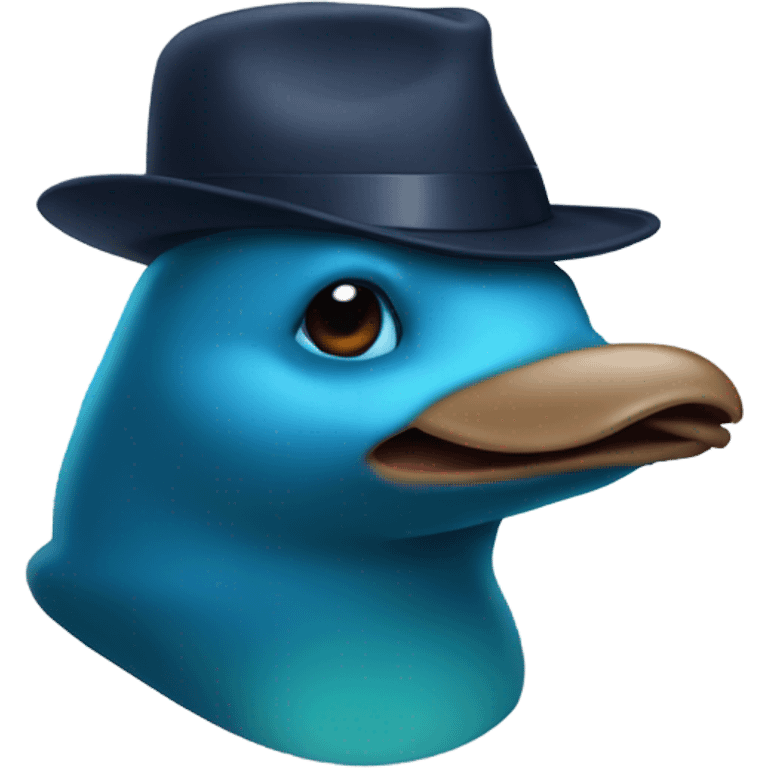 Blue platypus with a detective hat emoji