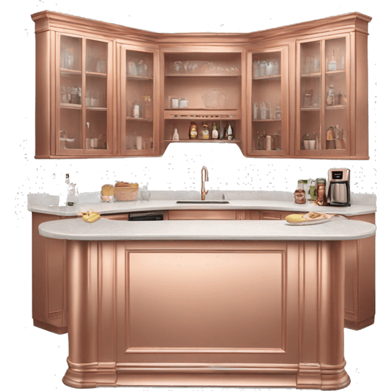 Realistic front facing rose gold kitchen counter island bar. emoji