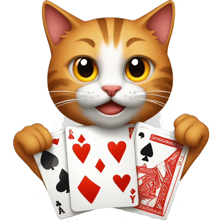 Cat playing poker orange emoji