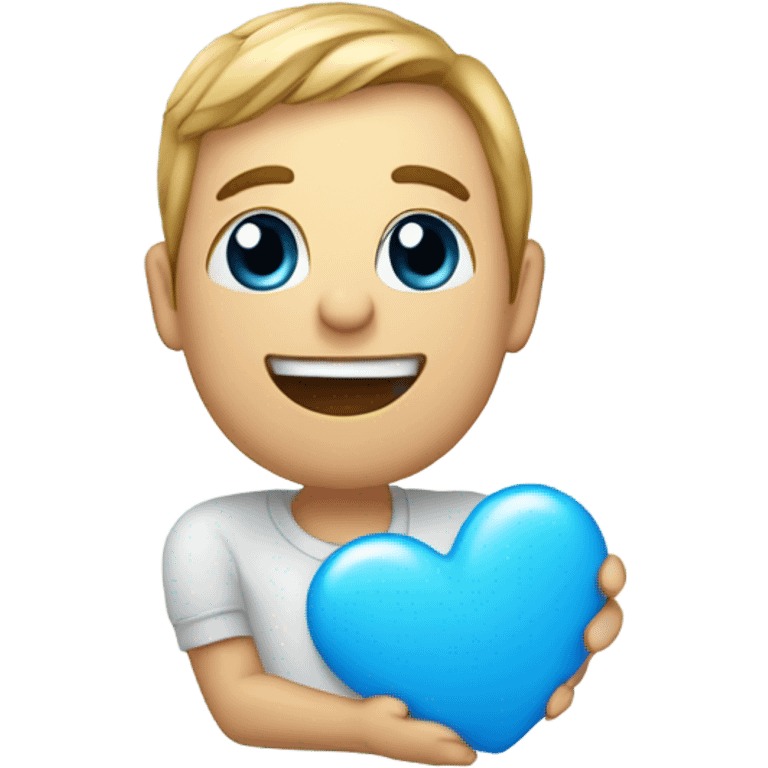 Blue heart saying “ I love my boyfriend “  emoji