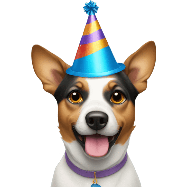 Dog wearing a party hat emoji