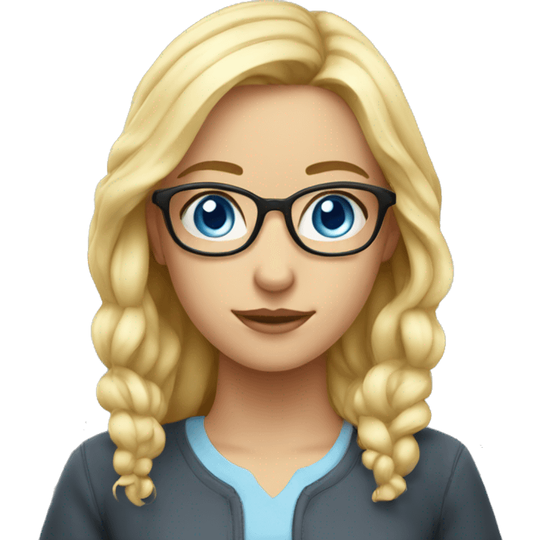 girl nerd blue eyes blond emoji