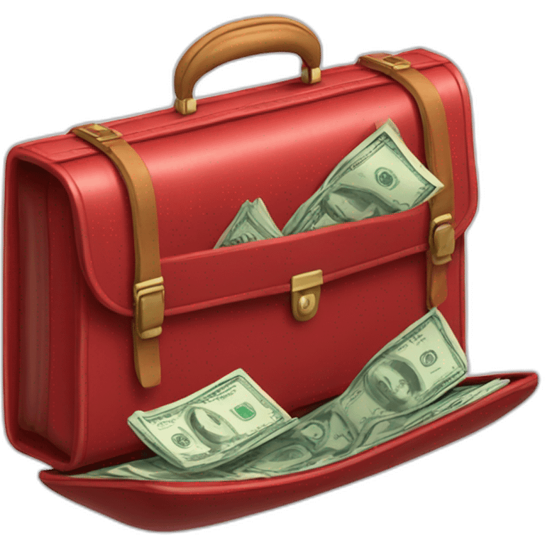 red briefcase opened full money inside emoji