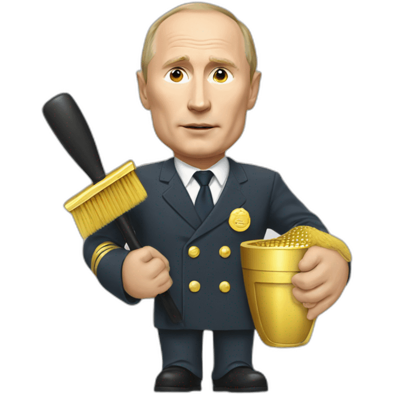 Putin with a golden toilet brush in hand emoji