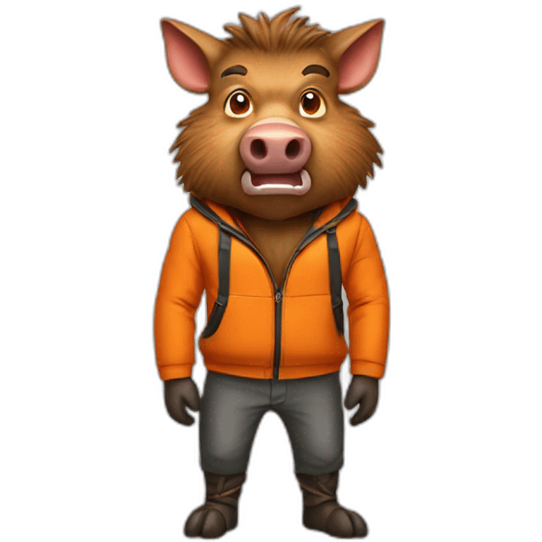 ANGRY wild boar with orange jacket emoji