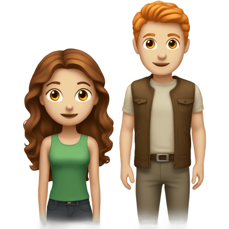 Brunette girl and ginger boy  emoji