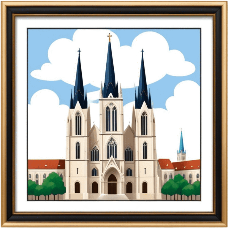 Zagreb Cathedral Landmark Emoji – Depicting its Gothic architecture and twin spires. emoji