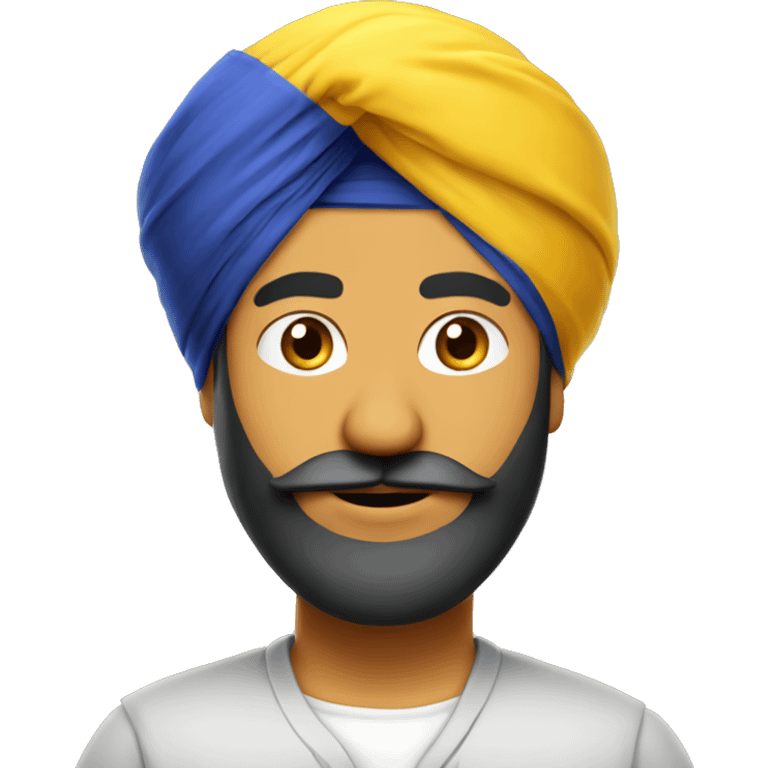 Punjabi guy in yellow turban, with beard and rounded mustache, only face emoji