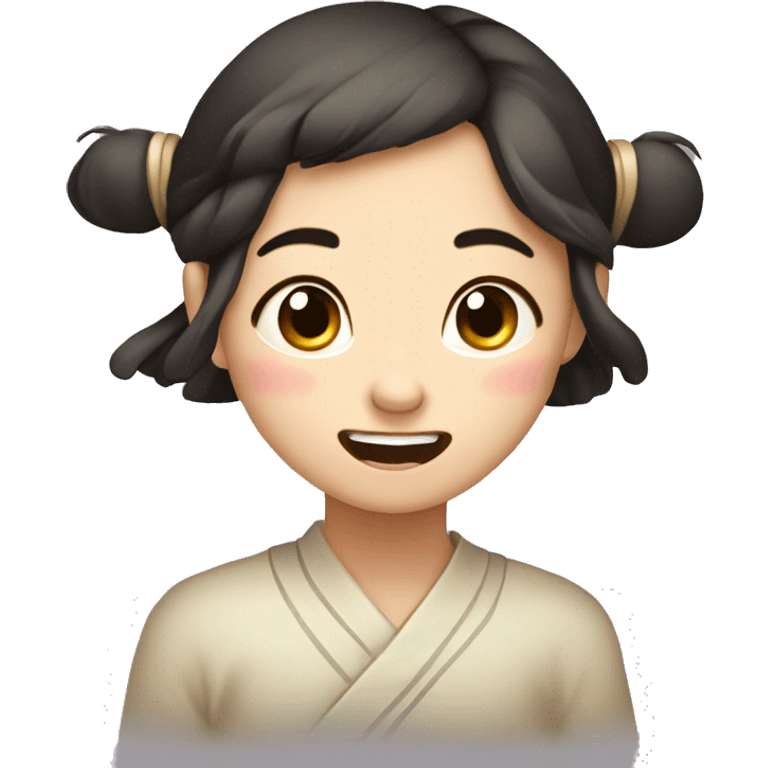 Flat illustration,A lovely ancient Chinese girl， laughing, smiling, angry, pouting, crying, excited, shy, crying, rolling eyes, aggrieved, speechless, impatient,   emoji