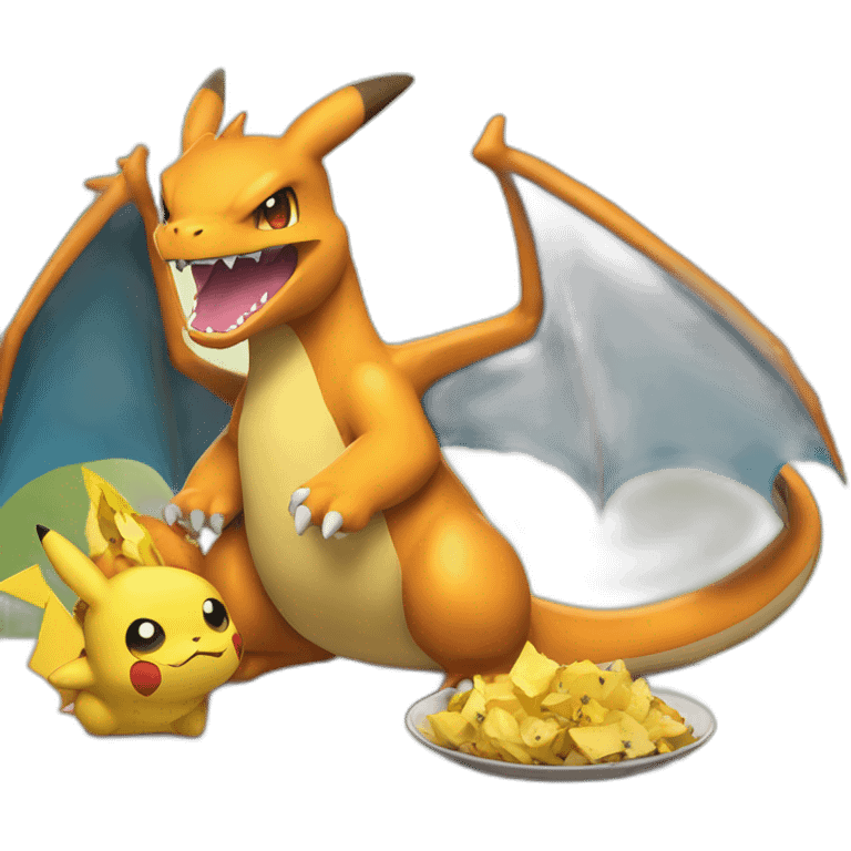 charizard eating pikachu emoji