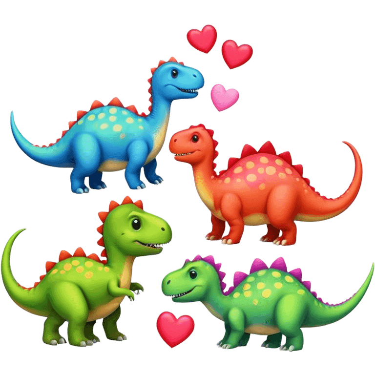 Dinosaurs with heart emoji