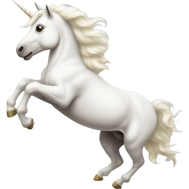 White Unicorn jumping over a rainbow emoji