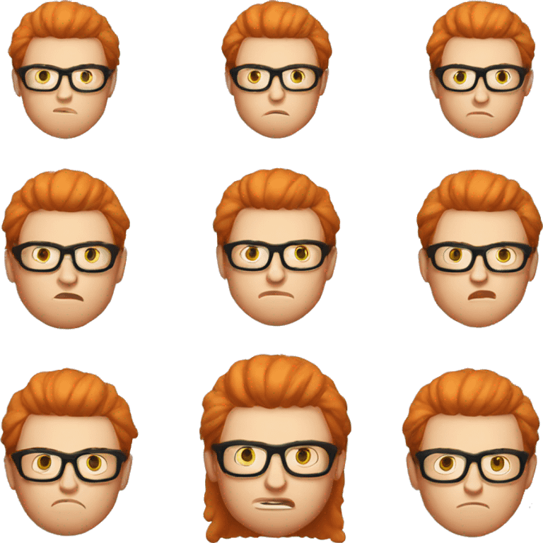 guy with ginger hair, round glasses, round face, green eyes, anger, skinny, straight hair, knit sweater emoji