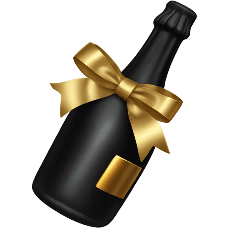 black champagne bottle with gold bow emoji