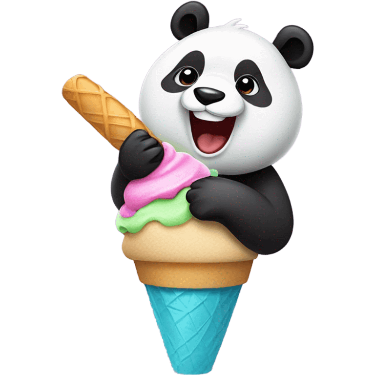 Panda eating ice cream emoji