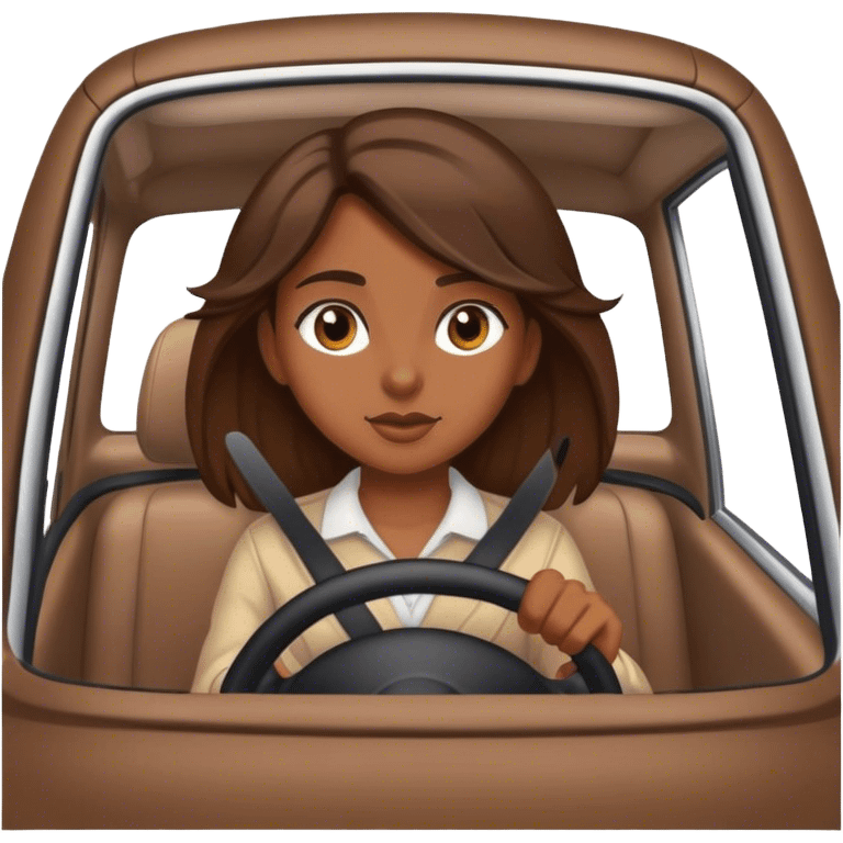  Brown girl brown hair driving  emoji