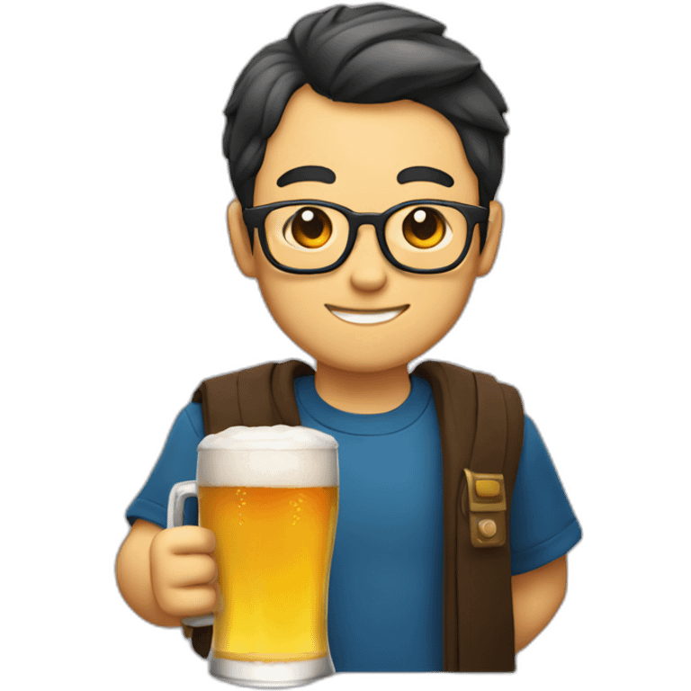 wearing glasses holding beer Japanese emoji