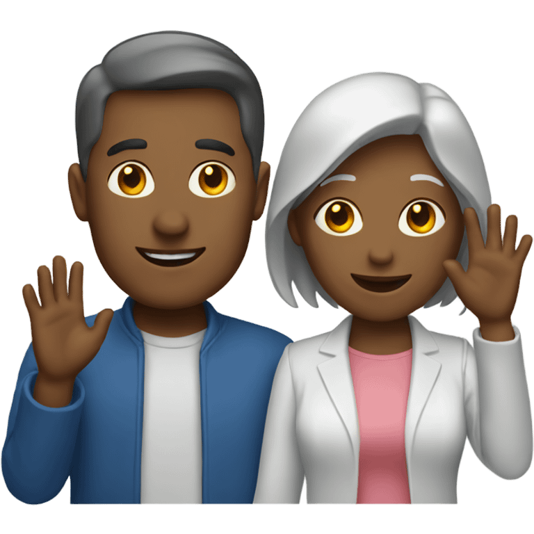 man and woman waving emoji