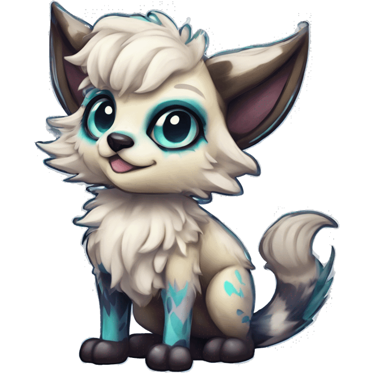 Cool cute Kawaii edgy fantasy shiny animal  fursona Fionbri vernid by griffsnuff & LiLaiRa & Falvie full body emoji