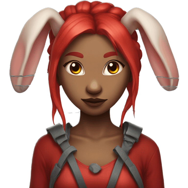 Red horned bunny girl with a barbed wire halo emoji