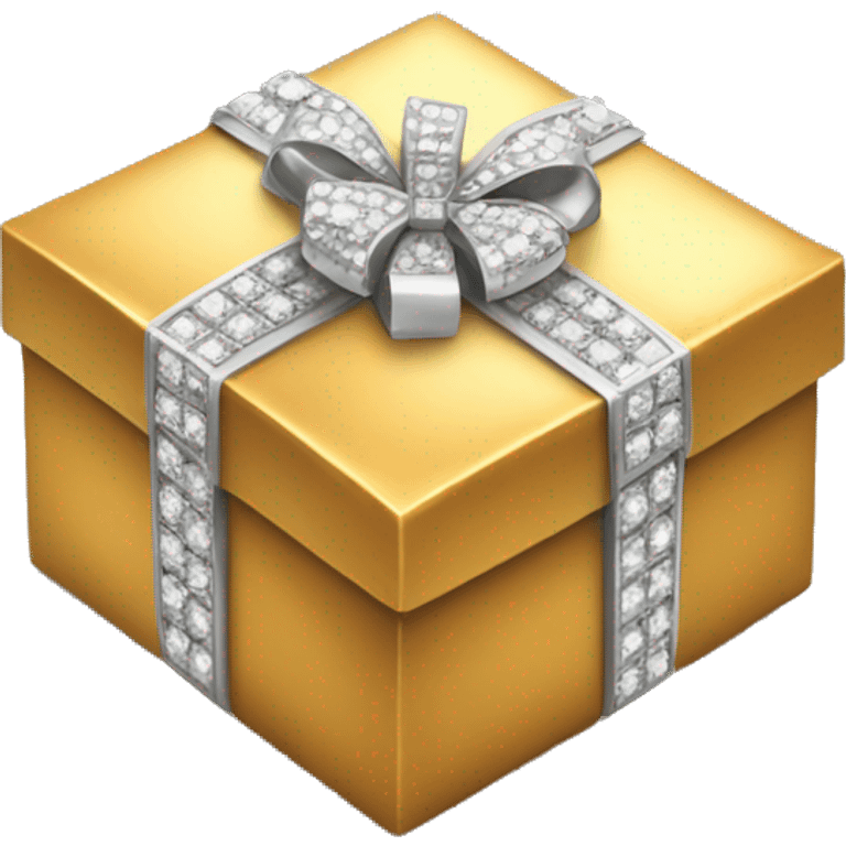 GIFTBOX Golden, with diamonds on it. emoji