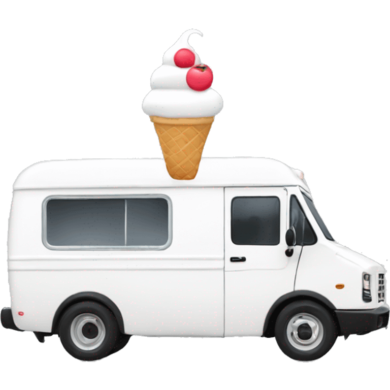 minimalistic white ice-cream van, side view emoji