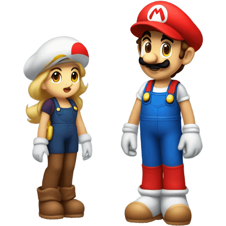 Mini cute Mario with she mario emoji