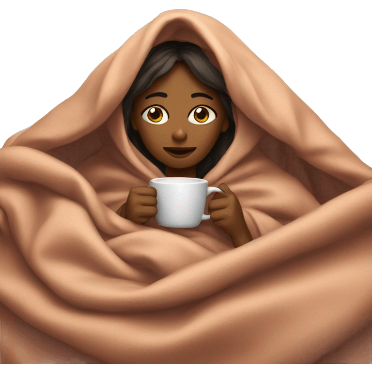 girl inside a blanket sipping coffee eyes closed emoji